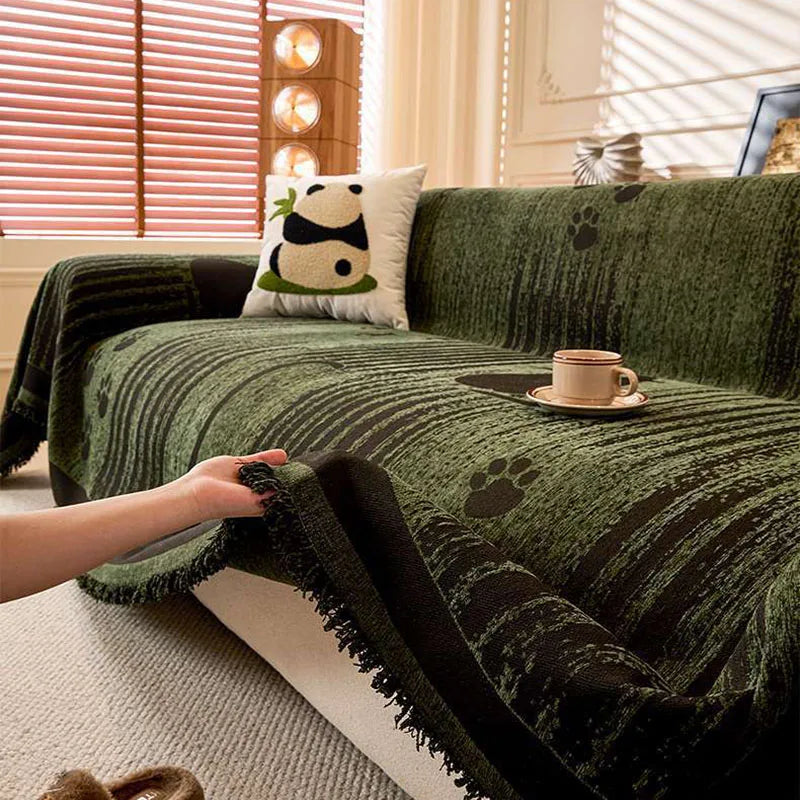 Plaid Canapé Chenille Anti-Griffures – Motif Pattes de Chat