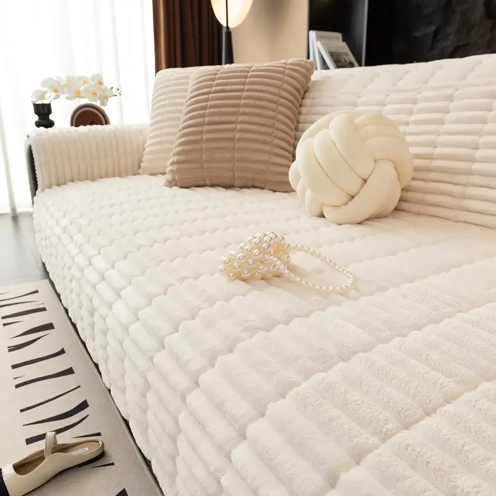 Housse antidérapante en flanelle pour canapé, d'une seule pièce