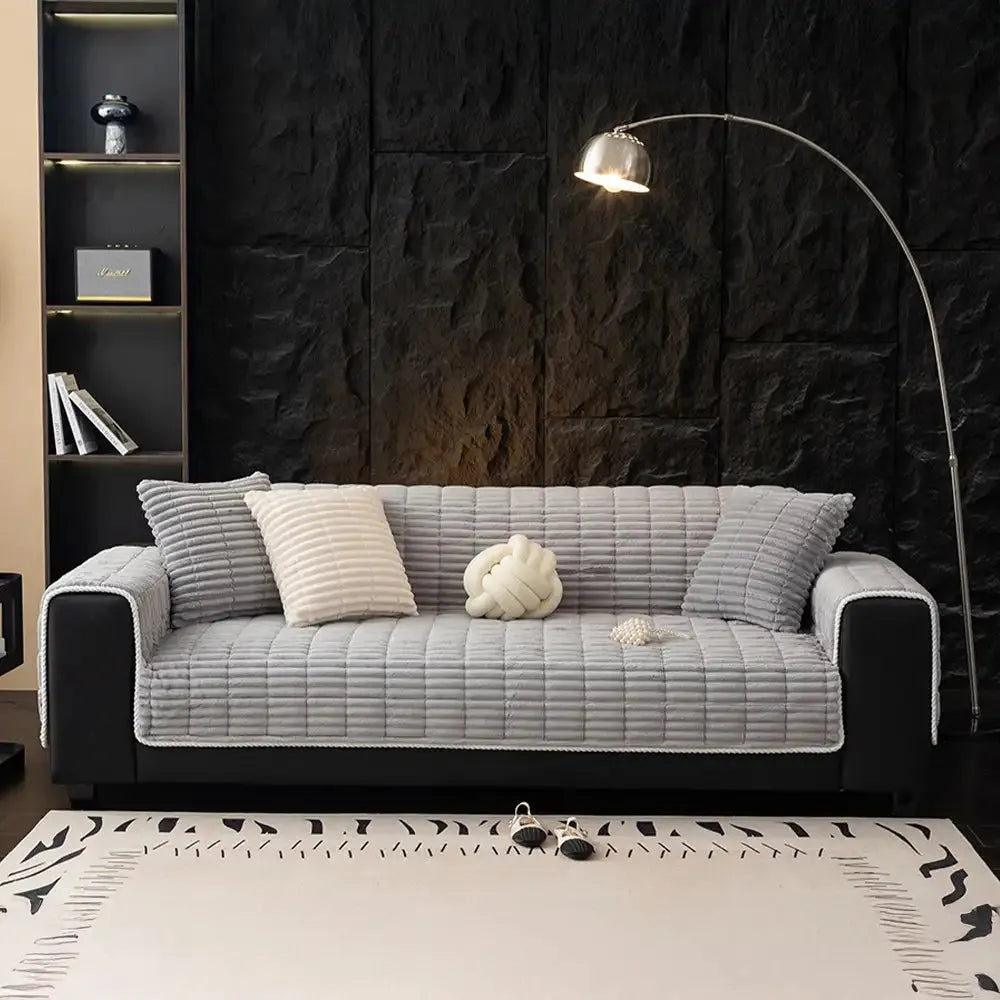 Housse antidérapante en flanelle pour canapé, d'une seule pièce